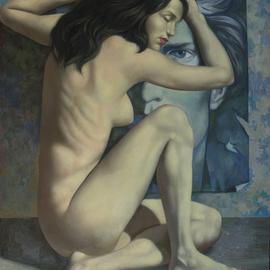Yaroslav Kurbanov: 'one side love', 2000 Oil Painting, Love. Artist Description: ONE- SIDE LOVE, how often does it occur in our lives  It s even more common with film and music idols. How many young women experience it  I tried to convey these feelings in my work ONE- SIDE LOVE. ...