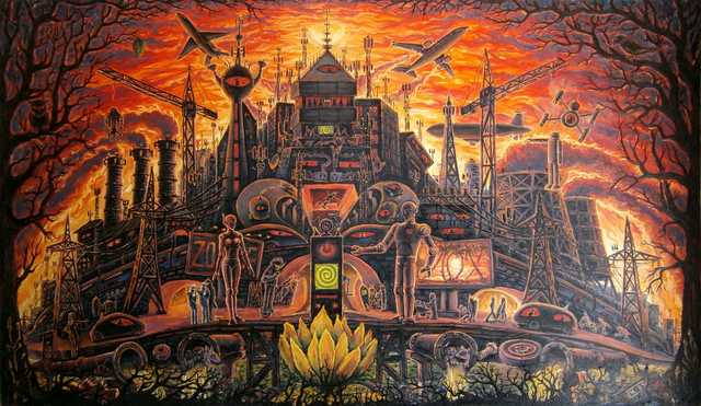 Pavel Kandyba  'Dark City', created in 2016, Original Painting Oil.