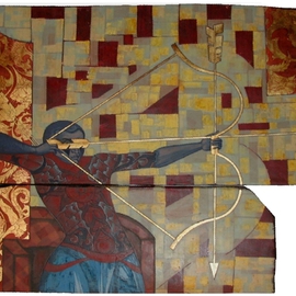 Matei Enric: 'THE ARCHER', 2007 Tempera Painting, Sports. Artist Description:   assamblage - 2 pieces  ...