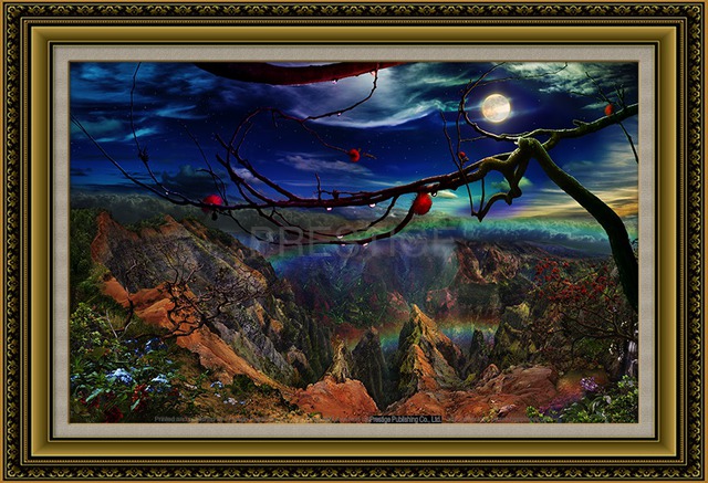 Artist Satoshi Matsuyama. 'The Night Rainbow Over The Waimea Canyon' Artwork Image, Created in 2005, Original Computer Art. #art #artist