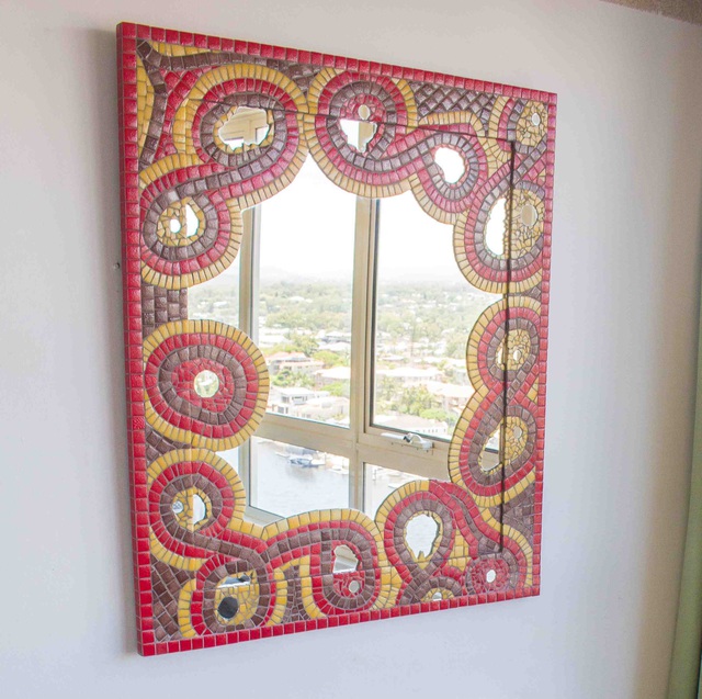 Artist Mauricio  Aybar. 'Red Mirror' Artwork Image, Created in 2015, Original Mosaic. #art #artist
