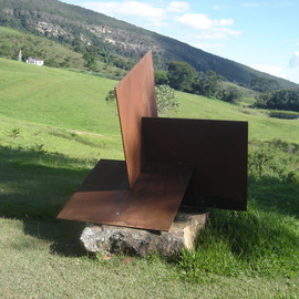 Max Tolentino: 'TRILOGIA ', 2011 Steel Sculpture, Abstract. Artist Description:   Steel sculpture instaled at Pousada de Ibitipoca Airport , Ibitipoca - MG, Brasil - Wight : 720 kg    ...