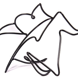 Max Tolentino: 'the Malraux Cat ', 2008 Steel Sculpture, Abstract Figurative. Artist Description:  steel sculpture in drawn wire. part of new series of sculptures with a focus on empty spaces. technique  cutting, bending and welding . Private collection  Dr. Sigfried Spira...
