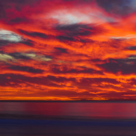 Mcclean Photography: 'fire and brimstone', 2019 Color Photograph, Landscape. Artist Description: San Diego is known for majestic and heavenly scenery, but this particular day reminded me of hell. The sky burned with fire and fury. This was taken at Pacific Beach during a fall evening. ...