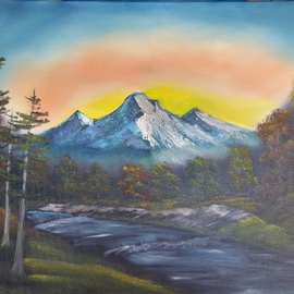Michael Mcneill: 'Autmn mountain stream', 2016 Oil Painting, Landscape. Artist Description:  Mountain Lake Pine Fall Autumn Creek ...