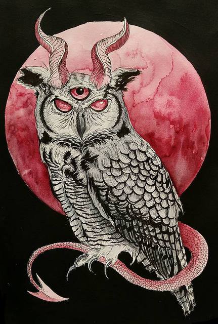 Artist Marisa Dion. 'Horned Owl' Artwork Image, Created in 2016, Original Painting Other. #art #artist