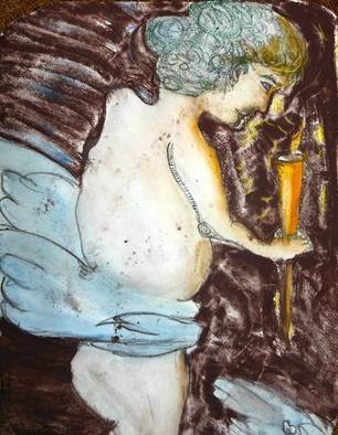 Corinne Medina-saludo: 'angel', 2012 Mixed Media, Abstract Figurative.      Angels are present wherever we go, we just feel them, but don' t see. On watercolor paper mixed media.                ...