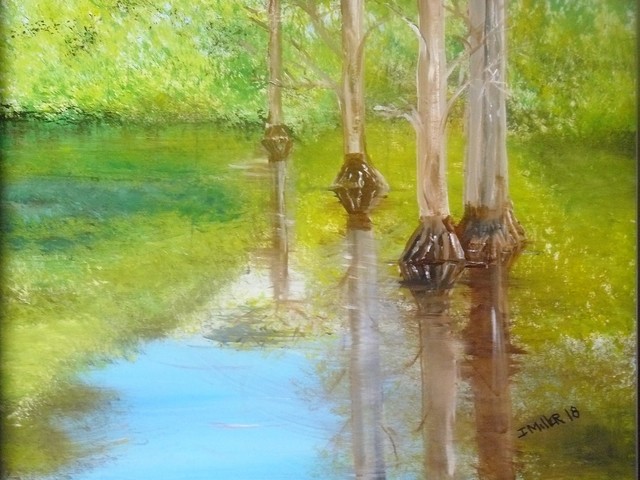 Artist Israel Miller. 'Cypress Swamp' Artwork Image, Created in 2018, Original Painting Acrylic. #art #artist