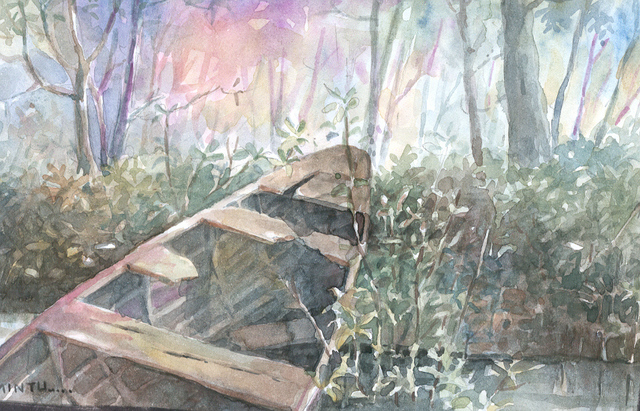 Mintu Maji  'Abandoned', created in 2013, Original Watercolor.