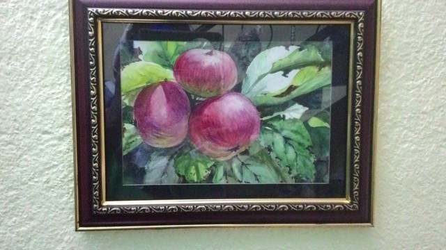 Artist Mintu Maji. 'Apple' Artwork Image, Created in 2009, Original Watercolor. #art #artist