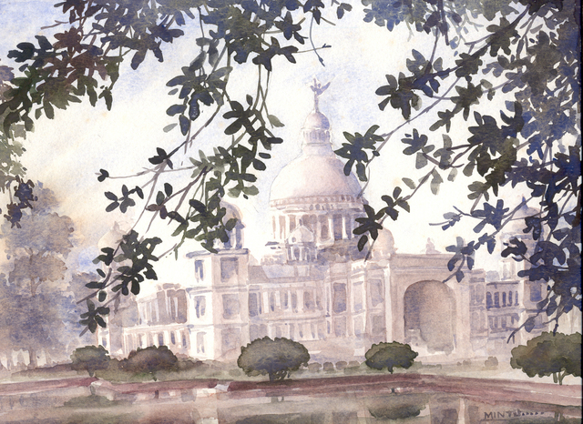 Mintu Maji  'Landscape Kolkata', created in 2013, Original Watercolor.