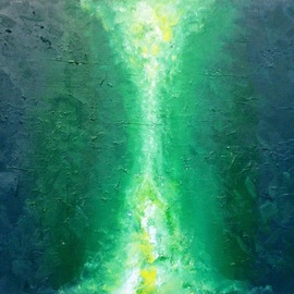 Meike Van Riel: 'green', 2022 Oil Painting, Abstract. Artist Description: Insired by nature. There is a beautifull lake near the city of Utrecht in the Netherlands. A lot of green. ...