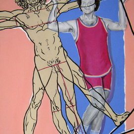 Melcha C: 'Simmons and LHomme de Vitruve', 2009 Acrylic Painting, Figurative. Artist Description:   Acrylic on canvas            ...