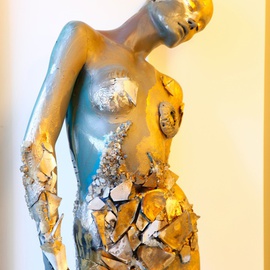 Selin Melek Aktan: 'golden girl', 2009 Mixed Media Sculpture, Figurative. Artist Description:   Selin Melek Aktan, woman, fashion, cloths, figurative, bronze, human, people, mixed media, night, beauty, avangard sculpture, art contemporary, day, rose, girl, golden, gold          ...