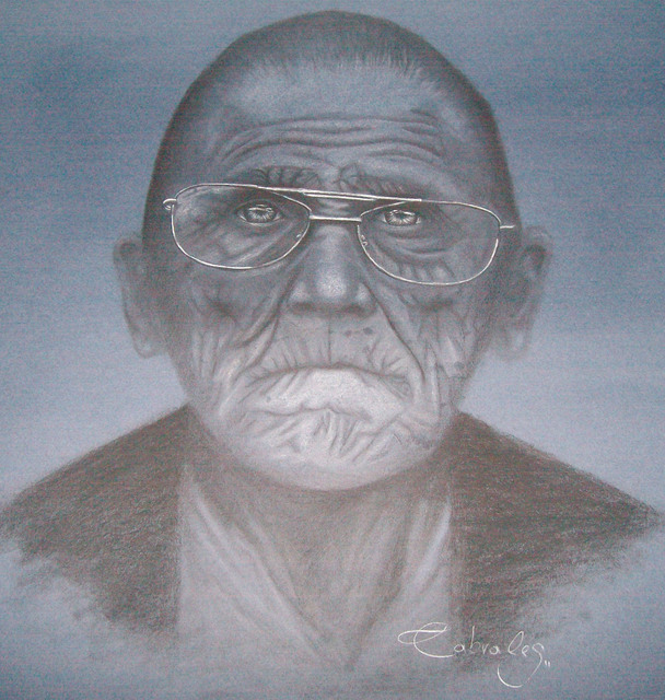 Melissa P. Cabrales  'Abuelito', created in 2011, Original Drawing Charcoal.