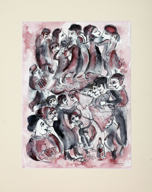 Artist Melita Kraus. 'Wedding Of Gimpel The Fool' Artwork Image, Created in 2015, Original Painting Ink. #art #artist