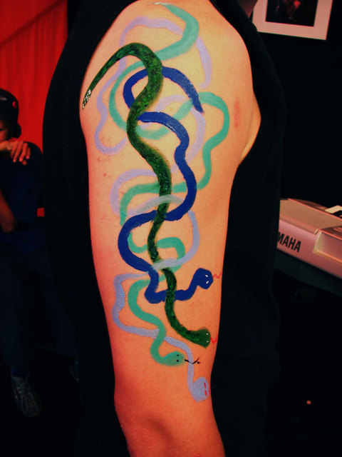 Youri Messen-Jaschin  'BODY ART PAINTING PERFORMANCE PALEO', created in 2006, Original Bas Relief.