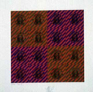 Youri Messen-jaschin: 'Dollar trip VI', 1996 Tempera Painting, Optical. Gouache on paper Kinetic Art  (r) 1996 by ProLitteris, Po. Box CH- 8033 Zurich / (c) 1996 by Youri Messen- Jaschin Switzerland...