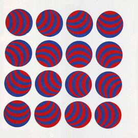 Youri Messen-jaschin: 'Red Blue', 1966 Tempera Painting, Optical. Artist Description: Gouache on paper(r) 1966. by ProLitteris PO. Box  CH- 8033 Zurich (c) 1966 by Youri Messen- Jaschin Switzerland ...