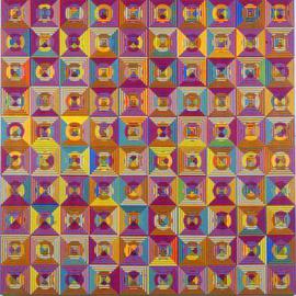Youri Messen-jaschin: 'Square III', 2003 Oil Painting, Optical. Artist Description: (r) 2003 ProLitteris Po. Box CH. - 8033 Zurich(c) 2003 by Youri Messen- Jaschin Switzerlnd/ Privat collection Switzerland...
