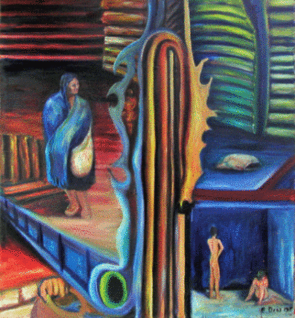Artist Eduardo Diaz. 'Border Virgin' Artwork Image, Created in 2005, Original Pastel. #art #artist