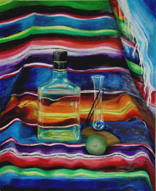 Artist Eduardo Diaz. 'Tequila And Sarape' Artwork Image, Created in 2001, Original Pastel. #art #artist