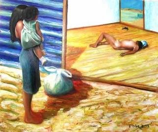 Eduardo Diaz: 'The bag', 2003 Oil Painting, Political. 