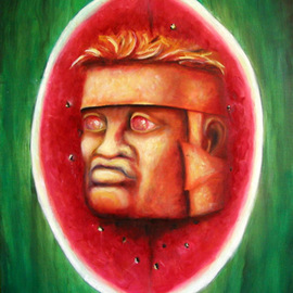 Eduardo Diaz: 'Watermelon', 2001 Oil Painting, Culture. 