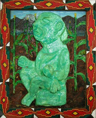 Eduardo Diaz: 'Xipe  Totec', 2000 Mixed Media, Ethnic. Artist Description: Papier mache and acrylic paint on wood...