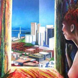 Eduardo Diaz: 'window', 2003 Oil Painting, nudes. Artist Description: diptic...
