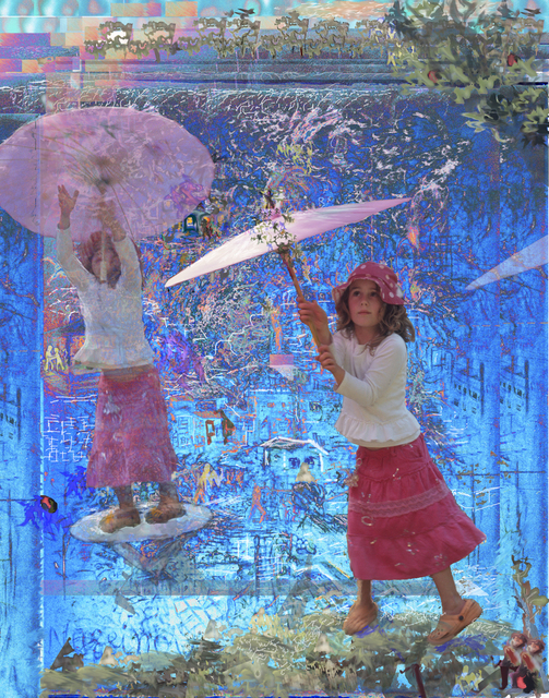 Micha Nussinov  'Umbrella Girl', created in 2008, Original Installation Indoor.