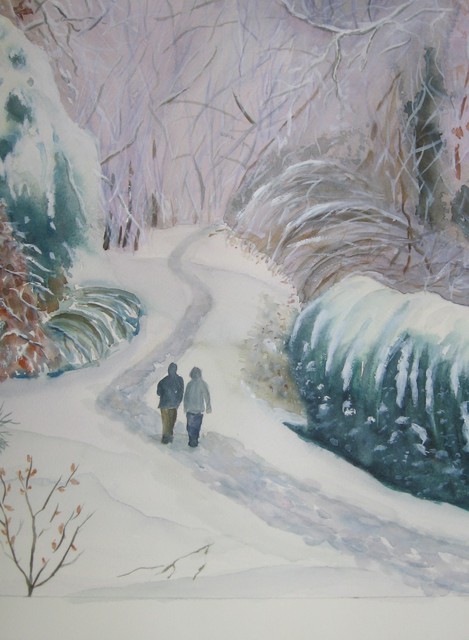 Artist Michael Navascues. 'After The Snow' Artwork Image, Created in 2011, Original Watercolor. #art #artist