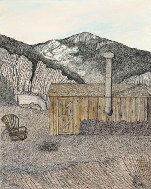 Michael Rusch  '3rd Miners Camp Triptych', created in 1999, Original Printmaking Giclee.