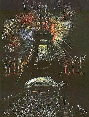 Michael Rusch: 'Celebration in Fireworks', 1987 Other Drawing, Culture. A simple scratchboard study to reflect celebration. ...