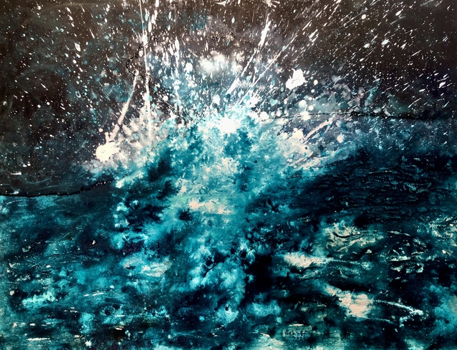 Artist Michael Schaffer. 'Nighttime At Whale Beach' Artwork Image, Created in 2021, Original Painting Oil. #art #artist