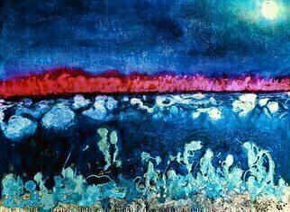 Michael Schaffer: 'oceans on fire', 2021 Mixed Media, Abstract Landscape. The oceans are melting faster than we can admit too.It s almost as if they are on fire. ...