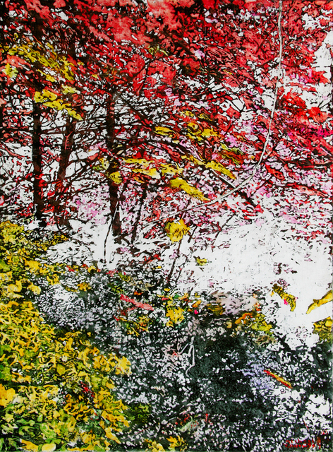 Artist Micheal Zarowsky. 'Red Rustle Of Leaves' Artwork Image, Created in 2019, Original Mixed Media. #art #artist
