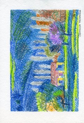 Mikhail Kolomeytsev: 'campagna recanatese', 2021 Pencil Drawing, Landscape. colour pencils on paper...