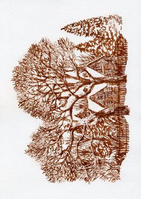 Mikhail Kolomeytsev: 'winter oak', 2021 Ink Drawing, Landscape. pen, ink on paper...