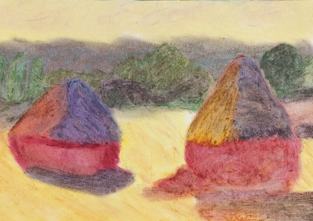Pete Malmberg  'Monet Haystacks Homage', created in 2021, Original Drawing Pastel.