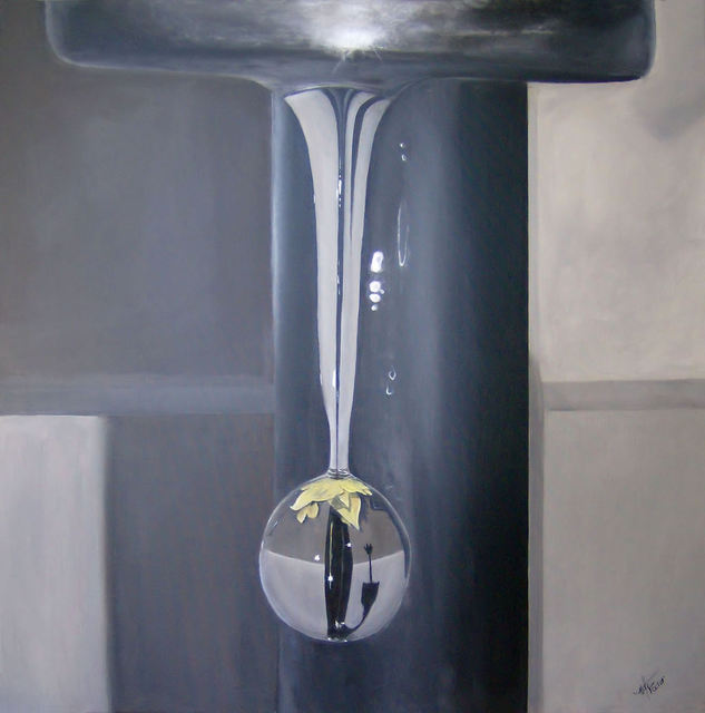 Artist Michelle Iglesias. 'Faucet Flower Drop' Artwork Image, Created in 2009, Original Mixed Media. #art #artist