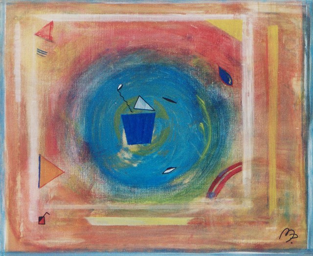Michael Puya  'Blaue Erdung', created in 2001, Original Painting Tempera.