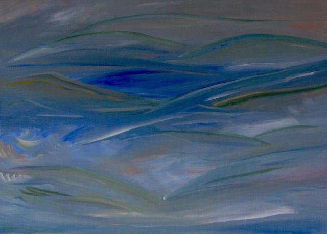 Michael Puya  'Blue Landscape', created in 2005, Original Painting Tempera.