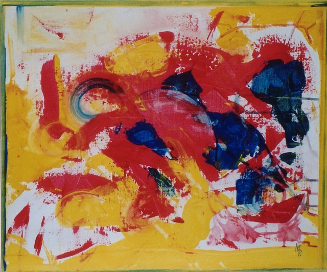 Artist Michael Puya. 'Composition In Red' Artwork Image, Created in 2002, Original Painting Tempera. #art #artist