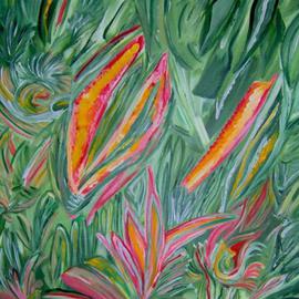 Michael Puya: 'Dschungelblueten', 2005 Acrylic Painting, Floral. 