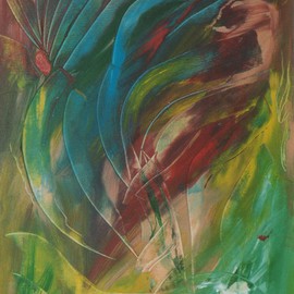 Michael Puya: 'Fossil Bird', 2002 Acrylic Painting, Animals. Artist Description: 50x70 cm....