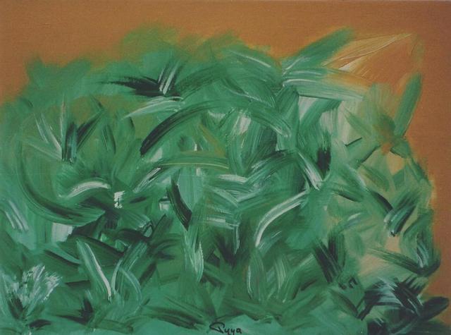 Michael Puya  'Palmenblick', created in 2003, Original Painting Tempera.