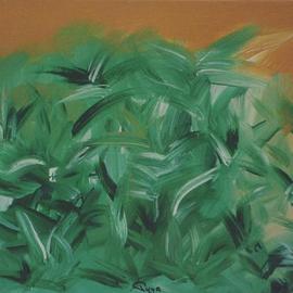 Michael Puya: 'Palmenblick', 2003 Acrylic Painting, Floral. 