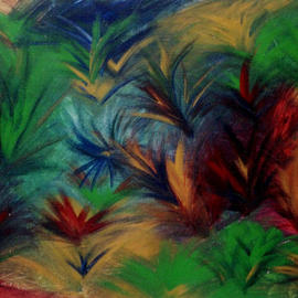 Michael Puya: 'Palmendschungel', 2003 Acrylic Painting, Floral. 