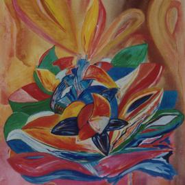 Michael Puya: 'St Valentine s Flower', 2001 Acrylic Painting, Floral. 
